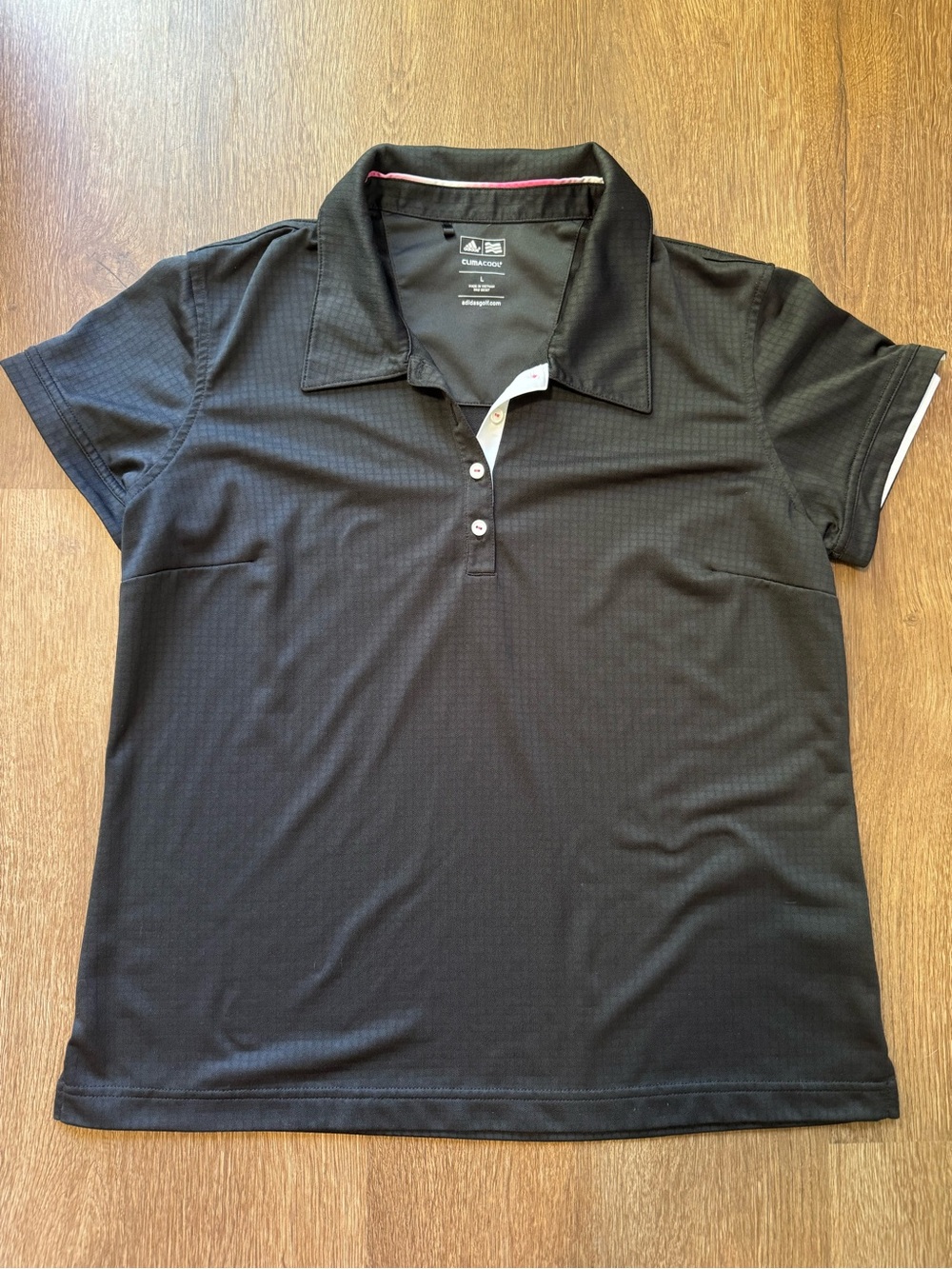 adidas Climacool Women’s Black Polo Shirt L Short Sleeve Collared